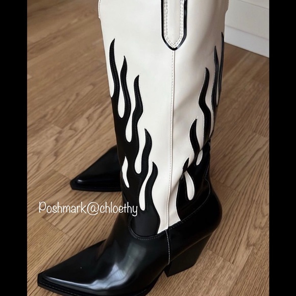 Zara Shoes Zara Contrasting Flame Cowboy Boots Poshmark